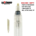 WLM 3003 EMPTY PUMP-ACTION MARKER PEN - 3MM ROUND & CHISEL