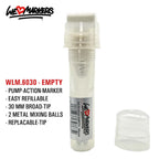 WLM 6030 EMPTY PUMP-ACTION MARKER PEN WITH 2 MIXING BALLS - 30MM BROAD