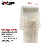 WLM 6030 EMPTY PUMP-ACTION MARKER PEN WITH 2 MIXING BALLS - 30MM BROAD
