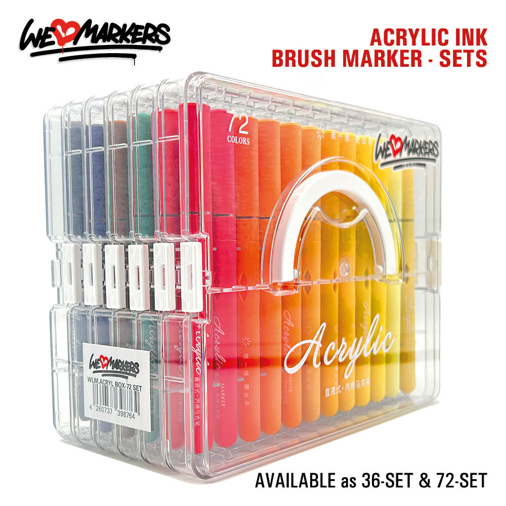 WLM ACRYLIC INK BRUSH-MARKER-SETS - 36 & 72 COLORS SET