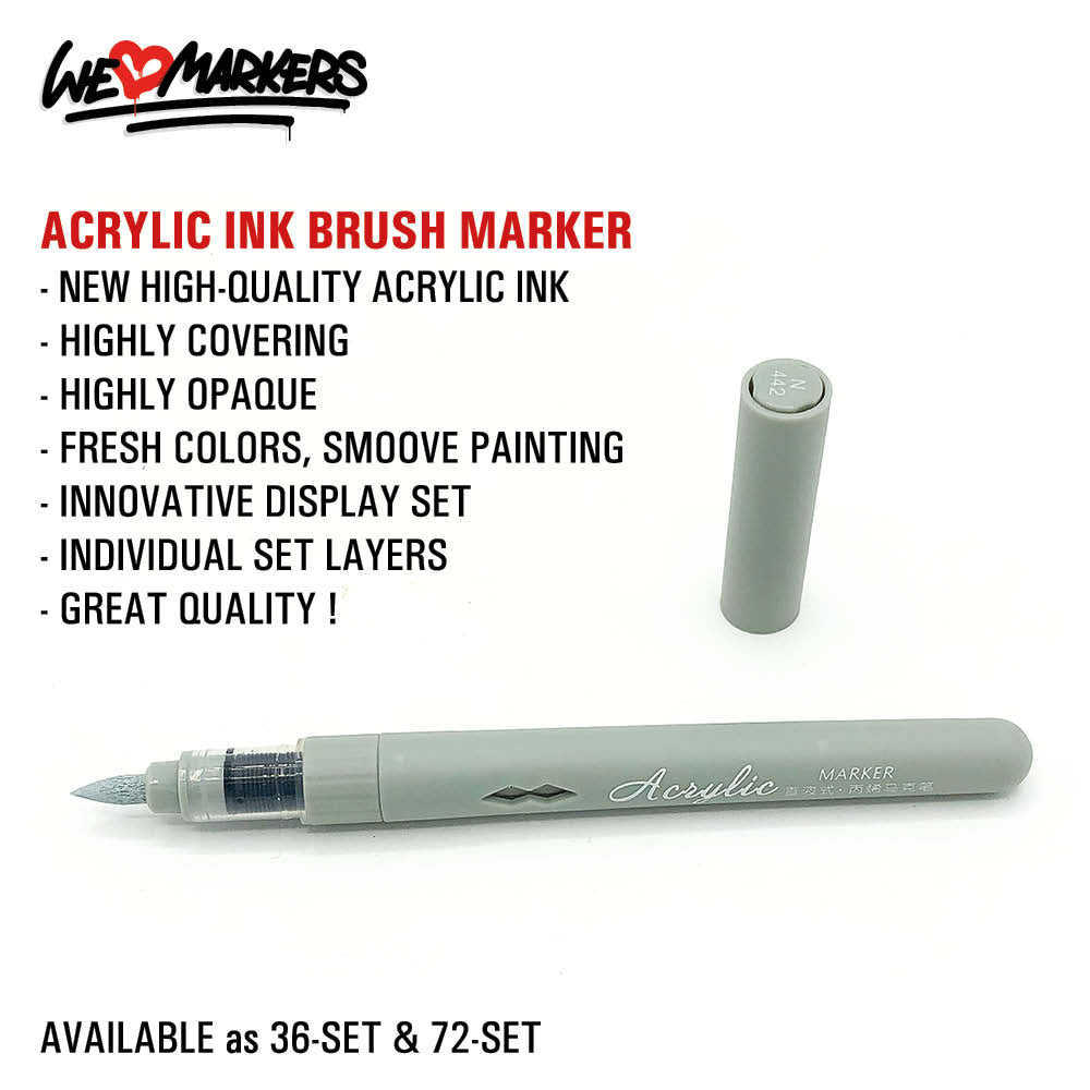 WLM ACRYLIC INK BRUSH-MARKER-SETS - 36 & 72 COLORS SET